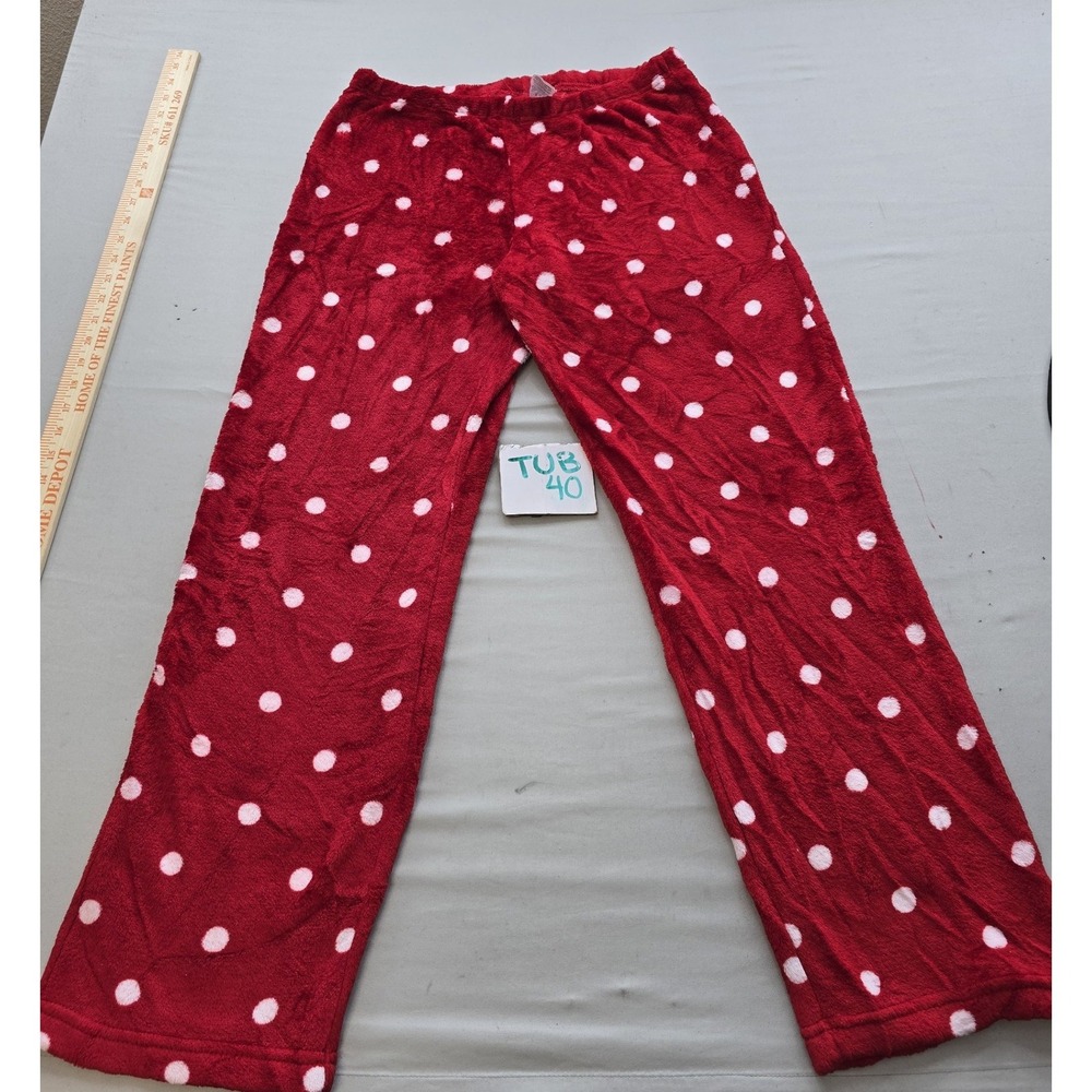 Joe Boxer Womens Red White Polka Dot Fleece Pajama Pants Size Medium M 8-10